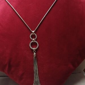 Chic Gold Tassel Necklace with Crystal Accents